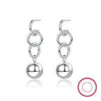 wholesale S925 Sterling Silver Women's Double Hoop Beaded Earrings Minimalist Smooth High-End Round Bead Earrings Cross-Border Best-Seller-Style B>925 silver