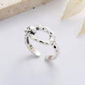 wholesale S925 Sterling Silver Korean Style Geometric Square Hollow-Out Irregular Hip-Hop Open Ring in Ins Style-0-1