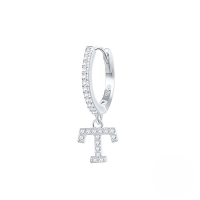 wholesale S925 Sterling Silver Single 26-letter Alphabet Ear Hoop,ins-Platinum T