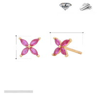 wholesale S925 Sterling Silver Earrings for Women, French-style Openwork Floral Edge with Synthetic Opal Four-Petal Flower Retro Earrings G8026-S925 Silver Earrings 925 Silver