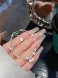 wholesale S925 Sterling Silver Butterfly Pearl and Broken Silver Bracelet for Women, New Chinese-style Small Design, National Style Versatile Hand Accessory Gift-0-13