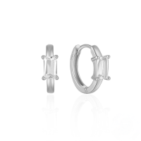 wholesale S925 Sterling Silver Square Zircon-encrusted Hoop Ear Clasp Earrings For Women,ins。-Platinum-White Diamond 925 Silver