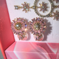 wholesale S925 Sterling Silver Super Fairy Pink Zircon Flower Pearl Ear Studs French Retro Elegant and Fashionable Earrings-0-1