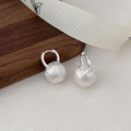 wholesale S925 Sterling Silver Korean Minimalist Ins Style Brushed Textured Sphere Stud Earrings for Women, Versatile and Chic-0-1