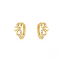 wholesale S925 Sterling Silver Zircon-Studded Bow Hoop Earrings, Minimalist Ins Style-0-5