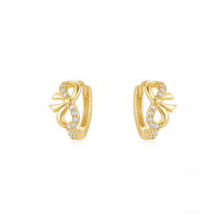 wholesale S925 Sterling Silver Zircon-studded Bow Hoop Earrings, Minimalist Ins Style-Gold 925 silver