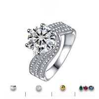 wholesale S925 Sterling Silver 5 Carat Three Lives Love Moissanite Ring for Women, Cross-Border Hot-Style Wedding Proposal Wholesale-3 carat white moissanite ring US size 8