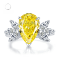 wholesale S925 silver new style 8*12 radiant cut yellow diamond high carbon diamond unique design aesthetic piece-0-0