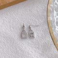 wholesale S925 Sterling Silver H Letter Zircon Small Gold Lock Earrings Women Fashion Personality Ins Light Luxury Mini Lock Earrings-0-3