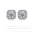 wholesale S925 Sterling Silver Cross-Border Europe and US Hit Fashion High-End Fully Diamond Princess Round Bag Stud Earrings Minimalist Square Bag Women's Earrings Wholesale-0-2