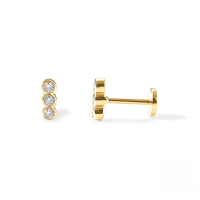 wholesale S925 Sterling Silver Rhinestone Evil Eye Flat Threaded Cartilage Ear Stud, Small Snake Smiley Ear Crawler-Single gold-style 8