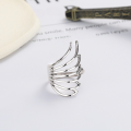 wholesale S925 Silver Retro Vintage Exaggerated Geometric Hollow-Out Wings Luxury Trendy Design Open Ring-0-1