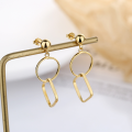 wholesale S925 Sterling Silver Korean-style Geometric Circle Square Interlocking Creative Trendy Long Earrings-0-1