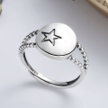 wholesale S925 Sterling Silver Korean Dongdaemun Ins Trendy Minimalist Design Round Star Open Ring for Women-0-0