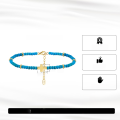 wholesale S925 Sterling Silver Turquoise Cross Anklet for Women, Beach Foot Jewelry Wholesale-0-1
