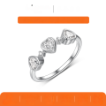 wholesale S925 Sterling Silver Heart-shaped Moissanite Three-stone Ring, Sweet Design, Women's Minimalist Style, Bestseller-0-0