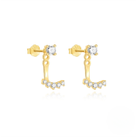 wholesale S925 Sterling Silver Single Row Zircon C-shaped Adjustable Jacket Earrings-Gold#2 925 Silver