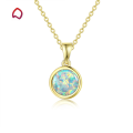wholesale 925 Silver Versatile Round Synthetic Opal Pendant with White Fire Opal Jewelry Necklace-0-0
