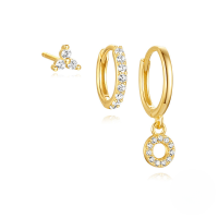 wholesale S925 Sterling Silver Elegant Oval Earring Set Wholesale with Vintage Turquoise Pendant Earrings and European & American Style Diamond and Opal Earrings for Women-3-piece set, gold#3>925 silver