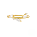 wholesale S925 Sterling Silver Geometric Leaf Marquise Diamond Wedding Ring, Cross-Border Bestseller-0-5