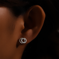 wholesale 925 Sterling Silver Double Hoop Zircon Inlaid Elegant Earrings, Korean Style Minimalist Design-0-1