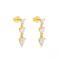 wholesale S925 Sterling Silver Asymmetrical Four-pointed Star Stud Earrings With Crystal Accents-Gold#3 925 Silver