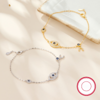 wholesale 925 Sterling Silver Evil Eye Zircon Bracelet, Light Luxury High-End European and American Foreign Trade Jewelry Wholesale for Women-Platinum