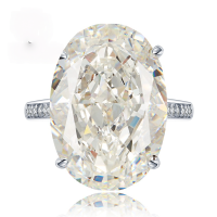 wholesale Sterling Silver 14*20mm Large Carat Icy Flower Cut Pigeon Egg Ring for Women-R690 White G Diamond No. 7