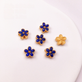 wholesale S925 Gold-Plated Silver Natural Lapis Lazuli Gourd Square Prism Four-Leaf Clover Accessory DIY Semi-Finished Bracelet Necklace Strand Charms-0-16