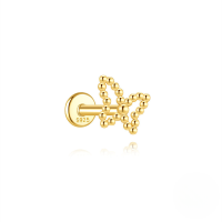 wholesale S925 Sterling Silver Bow-shaped Zircon-accented Flat Threaded Ear Cartilage Stud, A Popular Geometric Earring In Europe And America-Single gold #1