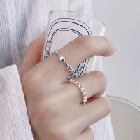 wholesale S925 Sterling Silver Fashion Minimalist Interlocking Three-Dimensional Hollow Heart Fresh and Trendy Open Adjustable Ring Design-1430QJA/approx. 1.3g Adjustable opening