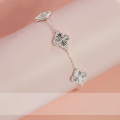 wholesale S925 Silver Maker's Laser Clover Five-Flower Bracelet for Women, Fashionable Minimalist Luxury High-End Hand Accessory-0-2