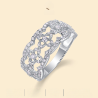 wholesale S925 Sterling Silver Korean-style Personalized Hollow Heart Patchwork Trendy Geometric Irregular Versatile Open Ring-YJ790/approx. 2.8g>Adjustable opening