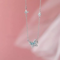 wholesale S925 Sterling Silver Fashion Butterfly Dream Sea Orchid Necklace for Women, Small and Exquisite, High-End Luxury, Butterfly with Diamond Inlay, Minimalist Collarbone Chain-0-0