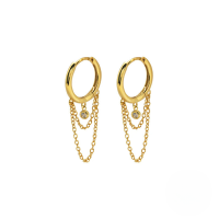 wholesale S925 Sterling Silver Geometric Trendy Tassel Crystal Ear Climber Earrings, Hot-selling In Europe And America-Gold