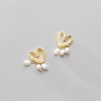 wholesale S925 Sterling Silver Sweet Lace-Trimmed Heart Earrings Korean Style Star Pearl Short Ear Jewelry G3154-s925 silver pair silver model 925 silver