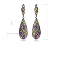 wholesale S925 Sterling Silver Italian Craftsmanship Designer Earrings, Vintage Style High-End Natural Amethyst Stud Earrings-0-0