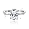 wholesale S925 Sterling Silver 2-Carat Oval Full Moissanite Ring for Women, High-End Silver Jewelry Accessories-0-1