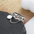 wholesale S925 Sterling Silver Woven Letter Pendant Charm Tassel Chain Ring Trendy Niche-0-2