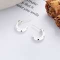 wholesale S925 Sterling Silver Minimalist Geometric C-shaped Stud Earrings, Fashionable and Versatile for Daily Wear, Elegant and Trendy Ins-style Cold Tone Earrings for Women-0-2