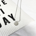 wholesale S925 Sterling Silver HDZ382 Korean Fashion Minimalist Geometric Smooth Circular Pendant Necklace for Women-0-1