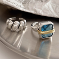 wholesale 925 Silver Retro Twist Ring for Women, Ins Minimalist Style Niche Design Open-Ended Antique Finish-0-2