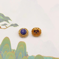 wholesale S925 gold-plated silver metal, natural Charoite round platform hand tag, spacer beads accessories, bracelet necklace DIY semi-finished products-0-8