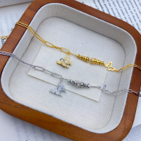 wholesale S925 Sterling Silver Fully Diamond Butterfly Bracelet for Women, Fashionable Luxury Design Versatile Wrist Accessory Gift for Girlfriend-Double Butterfly Quantity--Gold 925 Silver