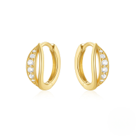 wholesale 925 Sterling Silver New Irregular Twisted Row Zircon Hoop Earrings With S-shaped Cross Ear Clasp, European And American Light Luxury Design-Gold#5 925 silver