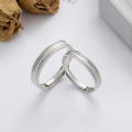 wholesale S925 Sterling Silver Textured Matte and Polished Splice Couple Ring Simple and Versatile Trendy Style-0-0
