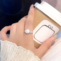 wholesale S925 Sterling Silver Ins Freshwater Pearl Ring for Women French Elegant Shell Pearl Temperament Adjustable Ring-0-2