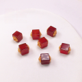 wholesale S925 silver gold-plated natural southern red agate six-connection square bead bracelet accessory for DIY-0-7