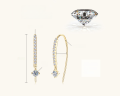wholesale Silver Metal Material Korean Fashion Moissanite Ear Climber Versatile Trendy Ear Accessories Straight Row Moissanite Ear Drops Wholesale Earrings for Women-0-5