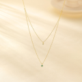 wholesale S925 Sterling Silver Double Layer Stackable Single Turquoise Inlaid Zircon Necklace, Women's Fashion Daily Wear-0-3